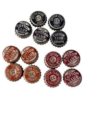 13 Vintage Cotton Club Soda Bottle Caps Cork Lined Grape Orange Cherry Strawberr